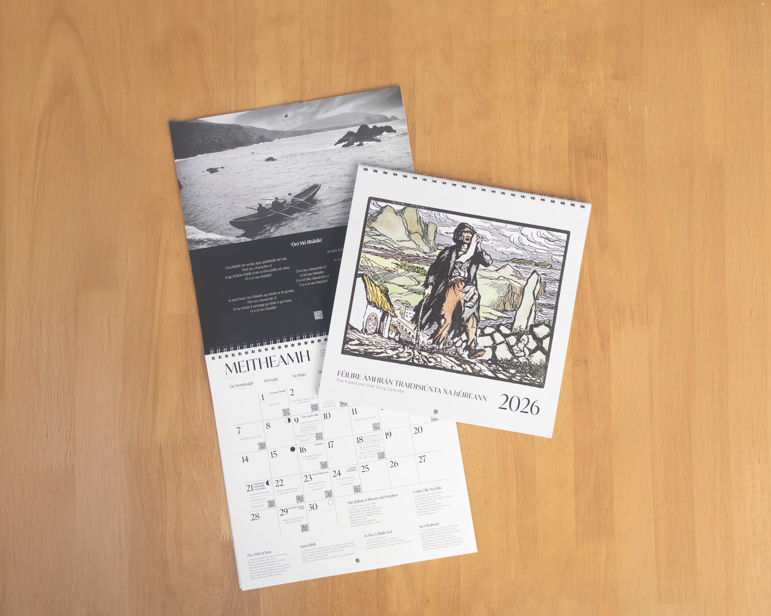 Open calendar spread on table